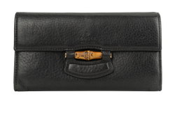 Gucci Bamboo Wallet, Leather, Black, 493075, 2*